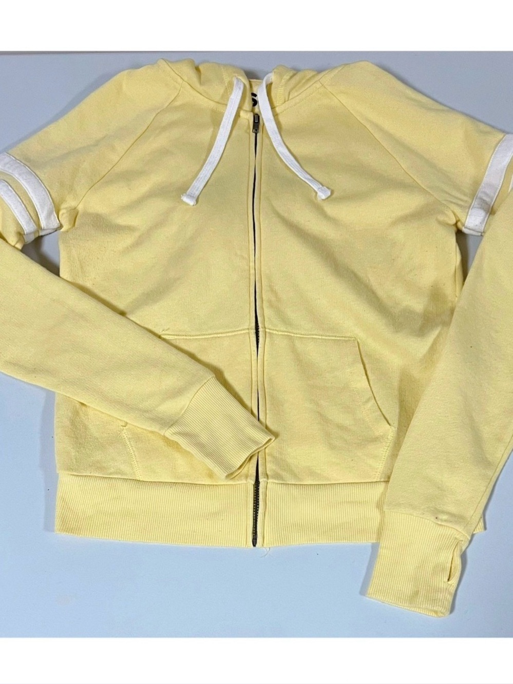 SO Yellow White Stripe Zipper Sweater Sweatshirt Hoodie Outerwear Size S 💛🤍✨ #so